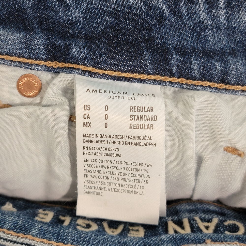 American Eagle Mom Jeans Hi Rise Medium Blue Wash Stretch Relaxed Fit Jean AE 0 - Picture 11 of 11